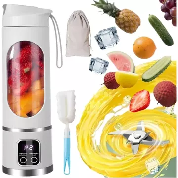 Máy xay sinh tố đa chế độ kỹ thuật số, Máy xay sinh tố nước ép có thể sạc lại 500MLUSB. Máy xay tố nước trái cây di động, Thích hợp cho sữa lắc, sinh tố, (trắng)