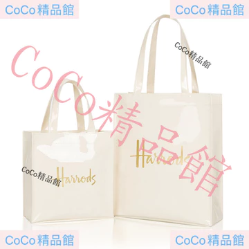 Chữ vàng trắng Sản phẩm nổi tiếng của Anh Harrods Túi mua sắm PVC chống thấm nước dung tích lớn Phong cách Anh Túi xách Harrods Túi đựng đồ ăn trưa A4 Túi sách Túi xách đeo vai Túi xách nữ Túi xách ta