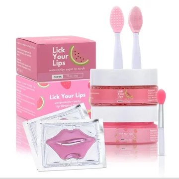 Bộ chăm sóc môi 6 trong 1 kèm mặt nạ ngủ môi, bàn chải silicon, chà môi đường, tấm mặt nạ môi tiết lộ sự gợi cảm, tẩy tế bào chết môi thành môi mềm – Bộ trị liệu môi Hàn Quốc dành cho môi