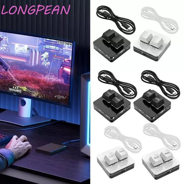 Bàn phím phím mini 2 tùy chỉnh LONGPEAN, Bàn phím Acrylic Copy Paste Bàn phím, Trao đổi nóng Phím cơ Type-c Giao diện Chiếu sáng 2 phím Trò chơi bàn phím mini