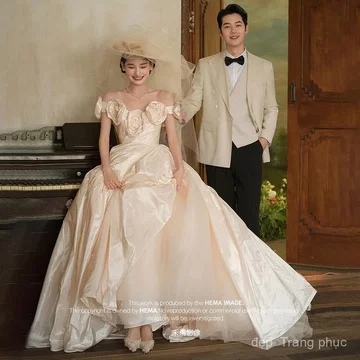 Chụp ảnh studio, váy phong cách tranh sơn dầu Pháp dành cho nữ, chụp mẫu studio, chụp ảnh cưới nghệ thuật, váy dài.
