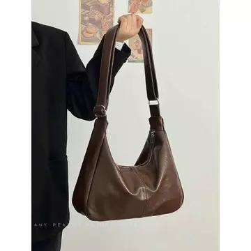Women's Vintage PU Leather Underarm Bag – Large, Mini