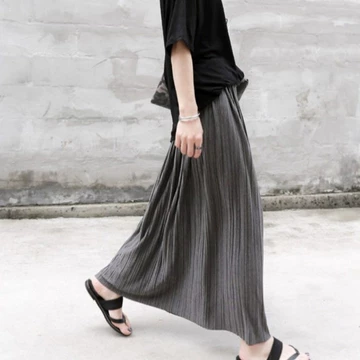 Váy xếp ly bằng vải cotton dành cho nữ, váy cạp cao phong cách cổ điển, váy kiểu xếp nếp, váy dài có vạt xòe.