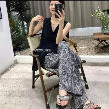 Quần ống rộng dáng rộng thông thường dành cho nữ Quần ôm hơn Quần dài ống rộng mùa hè Quần Pyjama dáng rộng thông thường Quần nhà