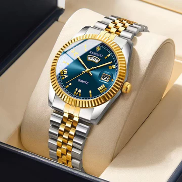 Đồng hồ nam Casaro Kinh doanh Đồng hồ nam cổ điển Thời trang Dạ quang Lịch kép Đồng hồ thạch anh Dây thép Đồng hồ đeo tay Đồng hồ nam