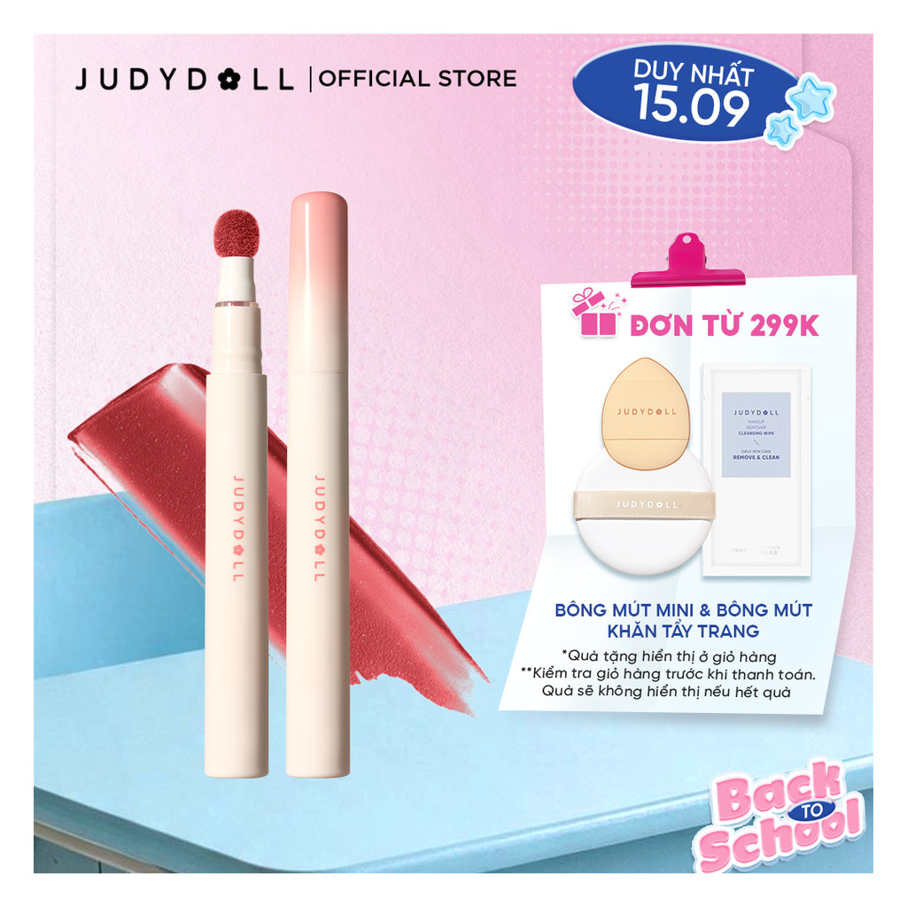 [MỚI] Son Đầu Bông JUDYDOLL Matte Lip Cream Son kem Mịn lì Mờ vân môi Chuẩn màu Lâu trôi 2,6ml