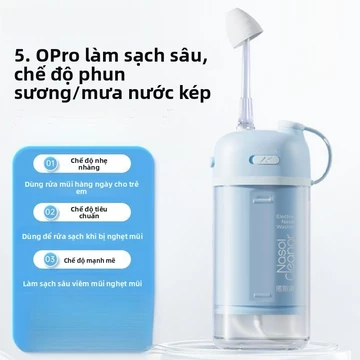 Máy rửa mũi điện tử, hỗ trợ viêm mũi, nghẹt mũi, dị ứng, dành cho trẻ em, hai chế độ, ba cấp độ điều chỉnh, dụng cụ rửa