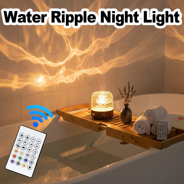Đèn LED nước gợn sóng Đèn ngủ Bluetooth không dây Đèn bàn Trang trí đầu giường Đèn ngủ trang trí Đèn ngủ sóng đại dương Đèn ngủ RGB USB có thể sạc lại Đế gỗ âm thanh nổi Led