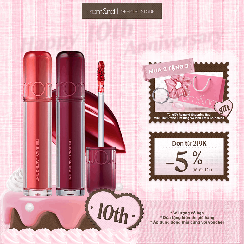 [Rom&nd] Son Tint lì cho môi căng mọng THE JUICY LASTING TINT