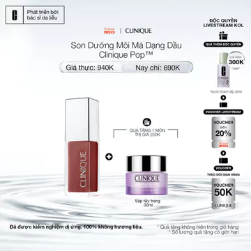 [Ưu đãi Livestream] Son Dưỡng Môi + Má Dạng Dầu Clinique Pop màu Nude Honey, Pink Honey 7ml | Son Dưỡng Có Màu