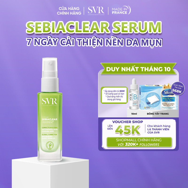 Tinh chất giảm mụn, ngừa thâm và mềm mịn da 4 trong 1 SVR Sebiaclear Serum 30ml