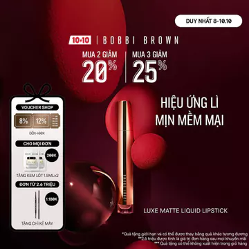 Bobbi Brown Luxe Matte Liquid Lipstick | Son kem lì giàu dưỡng, chất son mềm mại như bông với finish mờ lì