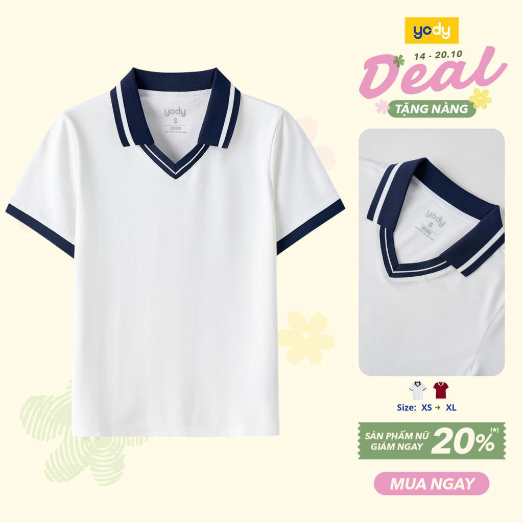 Áo Polo Nữ Yody Slimfit Cổ V Phối Màu WCPO26S008