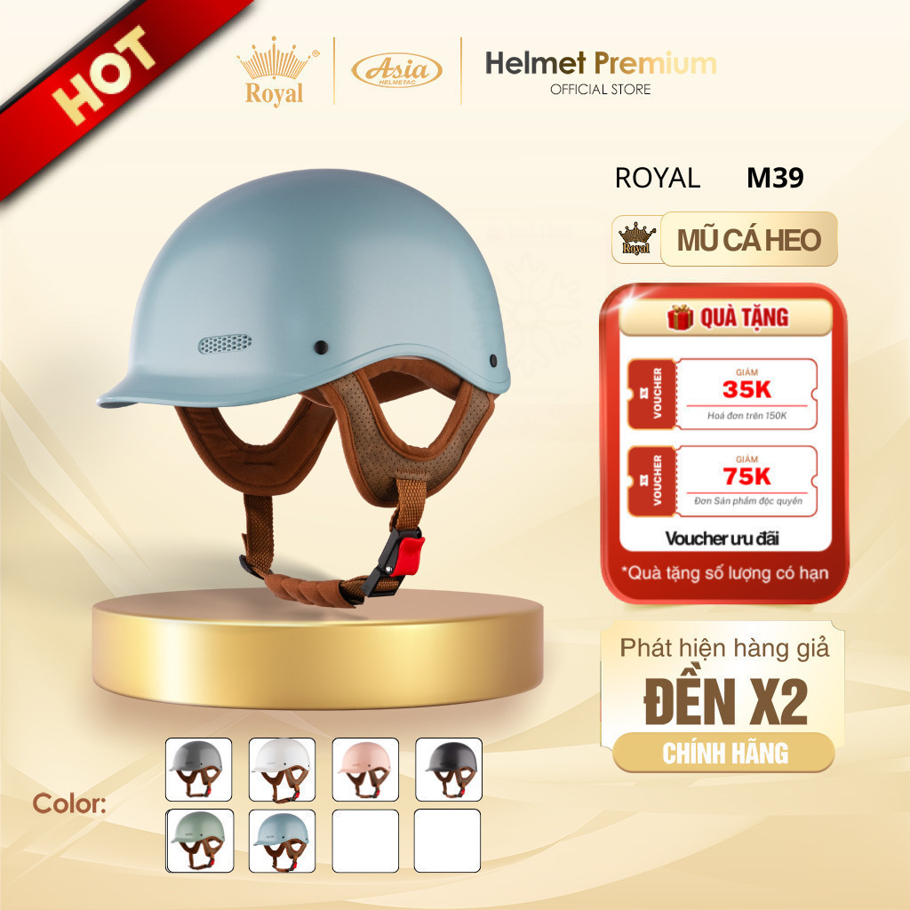 [Độc Quyền] Mũ Bảo Hiểm Cá Heo Nửa Đầu Royal M39, Nón Bảo Hiểm 1/2 Thiết Kế Thời Trang Phong Cách