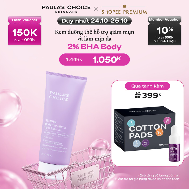 Kem dưỡng thể hỗ trợ giảm mụn và làm mịn da Paula's Choice 2% BHA Body Smoothing Spot Exfoliant - 5701