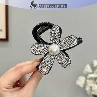 Onetimingfine Thời Trang Sáng Bóng Kim Cương Giả Hoa Vuốt Tóc Kẹp Mũ Thanh Lịch Đen Đuôi Ngựa Kẹp Hairgrips Dành Cho Nữ Phụ Kiện Tóc VN