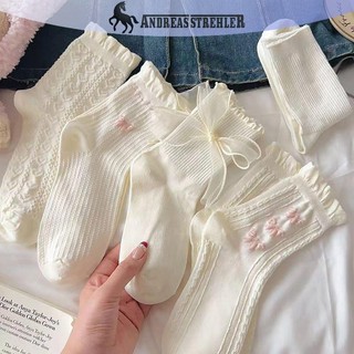 Onetimingfine 1 Đôi Tất Gothic Nơ Giữa Ống Preppy Phong Cách Công Chúa Tất JK Dạo Phố VN