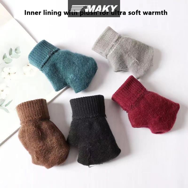 Găng tay giữ ấm mùa thu đông dày, full ngón, unisex, cặp đôi, đi xe đạp, dệt kim sang trọng