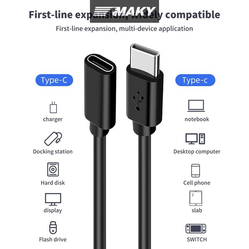 Newwellknownepic USB Type C Cáp USB A Sang Type-C Cáp Nối Dài Nữ Truyền Dữ Liệu USB C SSD Đĩa Cứng Cáp QC Cho Laptop PC VN