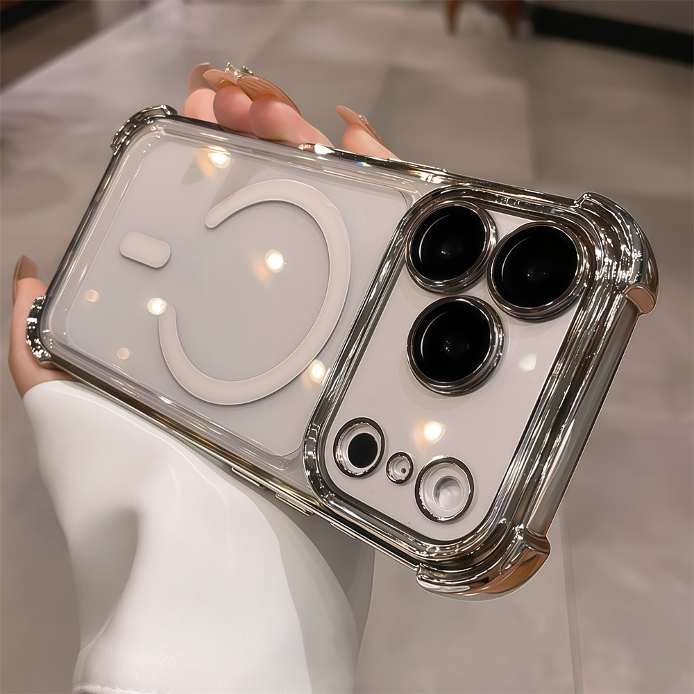 Ốp điện thoại từ tính chống rơi túi khí 6D mạ điện cho iPhone 17 Pro Max Air 16 12 13 14 15 pro max 15 16 plus Bảo vệ ống kính chống rơi Vỏ cứng bảo vệ điện thoại