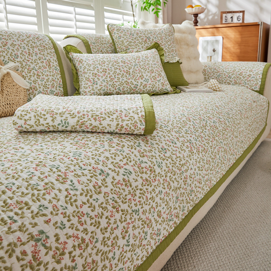 Vải Cotton Nguyên Chất Đệm Sofa Hình Chữ L Kết Hợp Chống Trơn Trượt Sofa Đệm Cotton Sofa Đệm Bốn Mùa Đa Năng