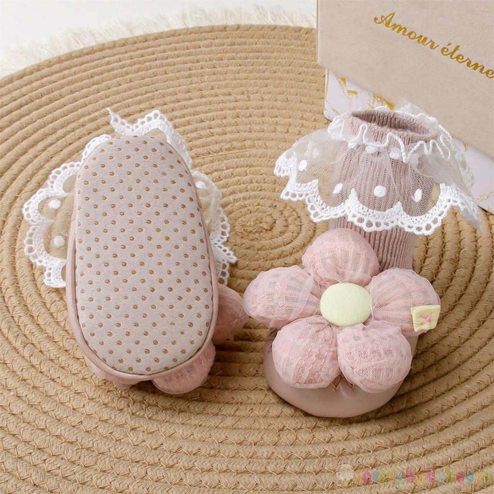 LBH-Baby Girl Dễ Thương Hoa / Nơ Chống Trơn Trượt Dép Đi Bộ Ấm Áp Cho Mọi Mùa