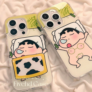 Ins Fun Hoạt Hình Dễ Thương Crayon Shin-chan Giá Đỡ Lấp Lánh Bling Vỏ Cho iPhone 17 11 16 16E 15 14 13 12 Pro Xs Max XR X 7 8 6 Plus SE Vỏ Điện Thoại TPU Mềm Vỏ Bảo Vệ
