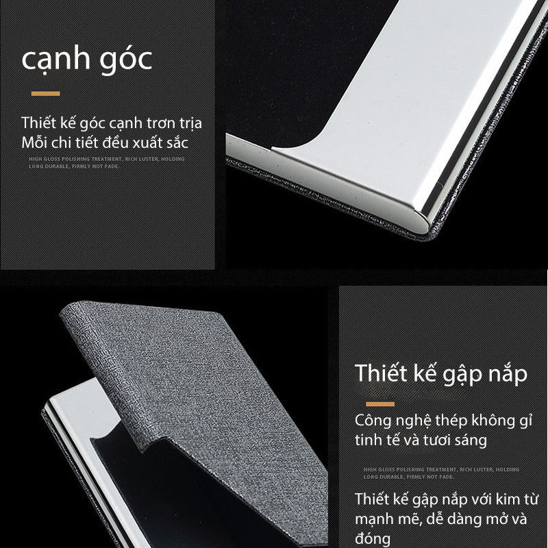 Hộp Đựng Name Card, Thẻ ATM, Card Visit – Thiết Kế Nhỏ Gọn Thời Trang, Chất Liệu Kim Loại Phối Da Sang Trọng