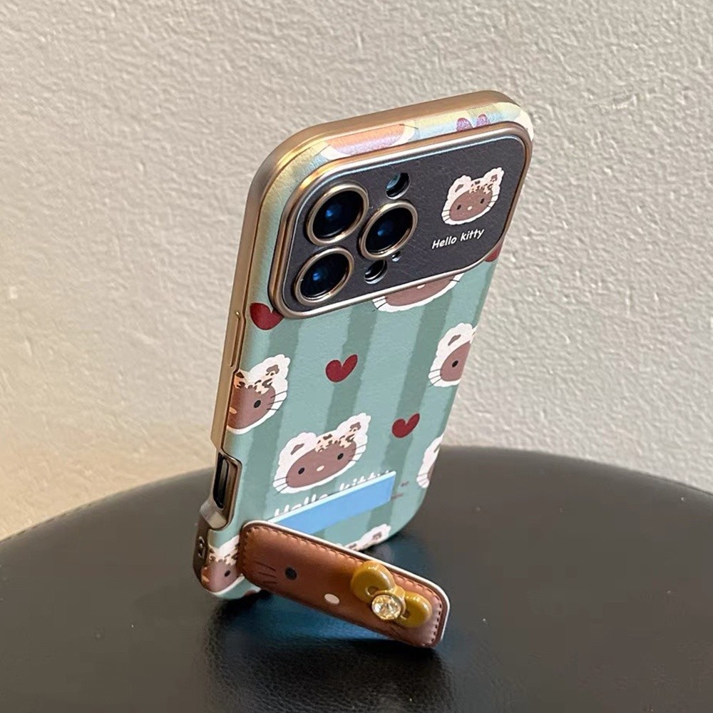 Cat Avatar Gấp Giá Đỡ Da Ốp Lưng Điện Thoại iPhone 17 Pro Max 16 15 14 13 Vỏ Bảo Vệ Chống Sốc