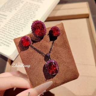 Trang sức châu Âu phong cách mới với kim cương đỏ corundum, phù hợp cho nữ