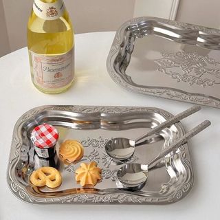 Khay ăn hoa JKDESIGN, Pallet làm mới hình chữ nhật cổ điển kiểu Pháp, Đĩa bánh inox Nhà hàng lưu trữ thương mại