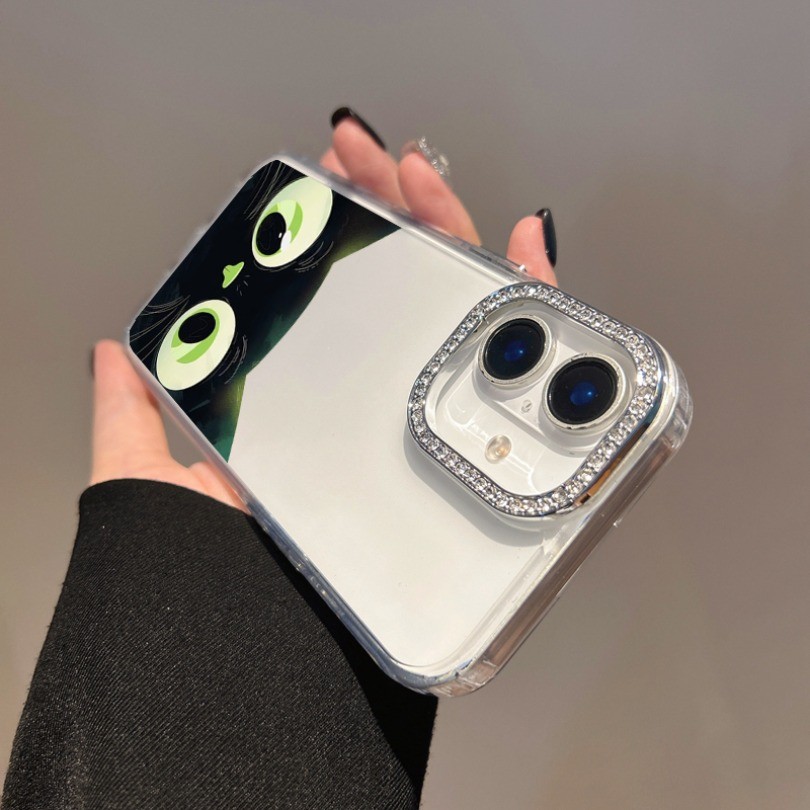 Đồ họa Doodle Black Cat Ốp điện thoại trong suốt cho Redmi Note 14S 12S 11S 10S 9S 14 13 12 11 Pro + 9 10 Pro Max 7 8 Pro 12T 11T Pro 12 Turbo Vỏ kim cương giả chống rơi