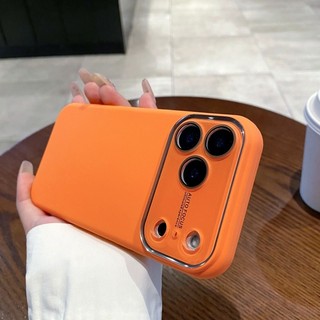 Phim Bảo Vệ Ống Kính Kính Màu Cam Lỏng Silicon Ốp Lưng Điện Thoại iPhone 17Promax 17Pro 16Promax 13 14 15 Pro Max Chống Sốc Màu Kẹo Nữ Vỏ Di Động