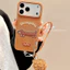 Ốp điện thoại hình chú chó con thêu sang trọng màu nâu cổ điển dễ thương cho iPhone17 Pro Max 16 15 14 13 12 Pro Max bảo vệ camera chống sốc chống rơi mặt sau cứng