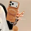 Ốp điện thoại hình chú chó con thêu sang trọng màu nâu cổ điển dễ thương cho iPhone17 Pro Max 16 15 14 13 12 Pro Max bảo vệ camera chống sốc chống rơi mặt sau cứng