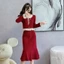 Tết đỏ Váy đầm Chiếc đầm ôm dáng cỡ lớn với dây đeo mảnh này rất phù hợp cho các bữa tiệc, sinh nhật và mọi dịp trang trọng. dài có tay thiết kế tiệc sang chảnh đầm xinh babydoll công sở cao cấp tiể
