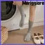 Tất xẻ ngón chân MERIGGIARE, Tất hai ngón mềm màu trơn chải kỹ, Tất Tabi nữ Cotton sọc Harajuku Nhật Bản