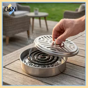 Hộp cuộn muỗi bằng thép không gỉ B & N có nắp Giá đỡ cuộn dây an toàn di động để sử dụng ngoài trời trong nhà Bảo vệ sân vườn tại nhà.