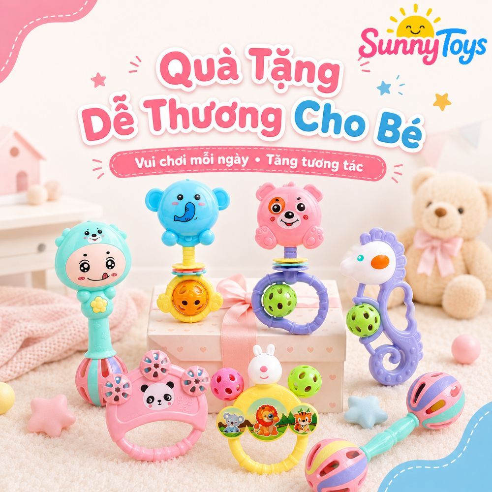 Bộ Lục Lạc Cầm Tay SunnyToys 7 Món - Xúc Xắc Âm Thanh Cho Bé Tập Cầm Nắm