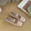 TT Mũi Vuông Mary Jane Giày Nữ Nơ Tua Rua Đế Bằng Satin Ballet Giày Đơn