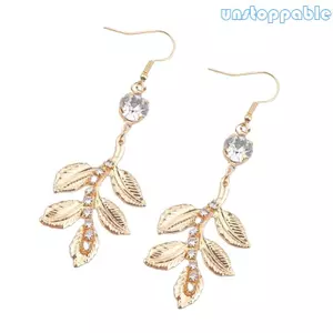 Unstop * Kim Cương Giả Treo Lá Tòn Ten Bông Tai Da Nhạy Cảm An Toàn Kim Loại EarJewelry