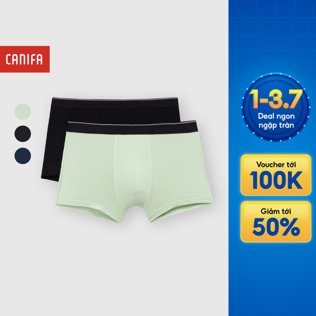 Combo 2 quần lót sịp đùi nam cotton co giãn thoải mái CANIFA màu sắc nam tính 8US25A003