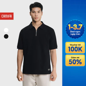 Áo polo nam CANIFA cổ bẻ kéo khóa cộc tay 8TP25C005