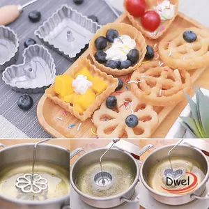 DWEL Cookie Nướng Khuôn Tay Cầm Bằng Gỗ Phễu Máy Làm Bánh Nhôm Sắt Máy Làm Bánh