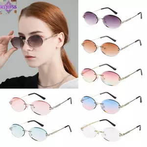 Kính râm hình bầu dục RTJIFSS Bảo vệ UV400 Ống kính cắt thời trang không khung