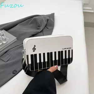 Túi đeo vai Piano FUJIZOU, Túi vuông Mini đeo chéo cổ điển, Túi da PU thanh lịch thời trang màu đen đơn giản cho bé gái