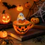 Linh hồn| Đèn ngủ màu cam ấm áp, Đèn ngủ Halloween với thiết kế bí ngô ma, Đèn nhựa bền để trang trí máy tính để bàn và tâm trạng tiệc lễ hội