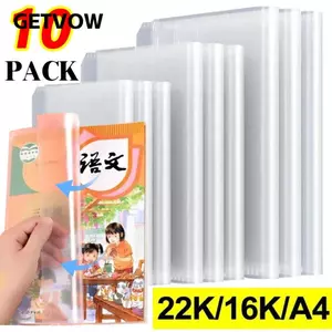 GETVOW 10 Cái / bộ Vỏ Bọc Sách, Vỏ Bảo Vệ Sách A4 / A5 / 16K Trong Suốt, Vỏ Sách Chống Thấm Nước Đơn Giản Học Sinh Sử Dụng