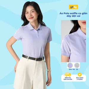 Áo polo nữ Yody phối dây dệt vai Waffle Chạm Mát Lạnh Cho Hè Thoải Mái WAPO25S009