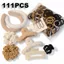 SAMO 111 Chiếc Kẹp Móng Vuốt Scrunchies, Bộ Phụ Kiện Tóc Màu Kem Cà Phê Mềm Mại, Bộ Băng Đô Lông Tơ Cổ Điển Sang Trọng Cho Nữ Bé Gái